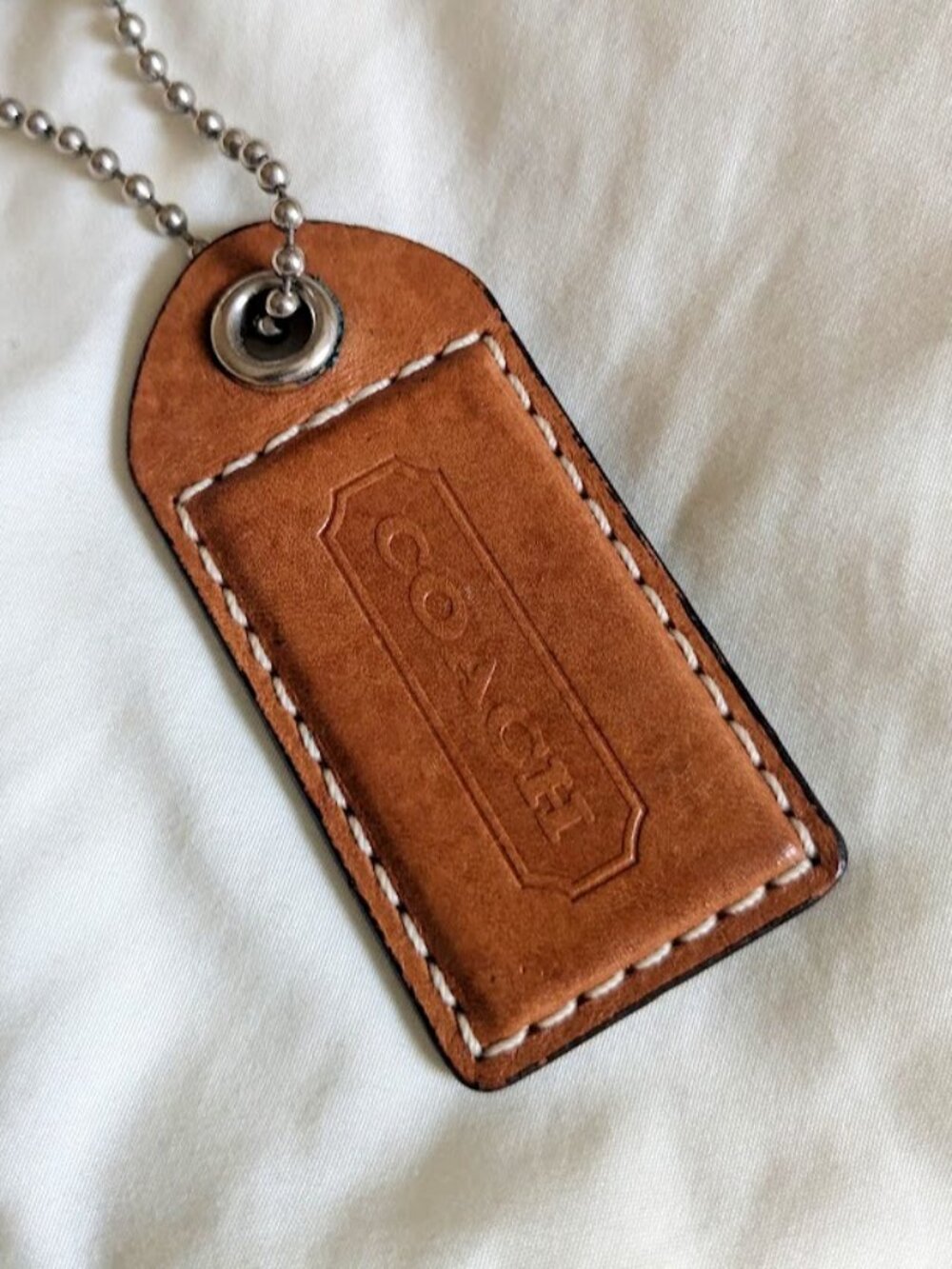XL Coach Hang Tag 3" Charm Glovetanned Leather British Tan Whiskey Y2K RARE